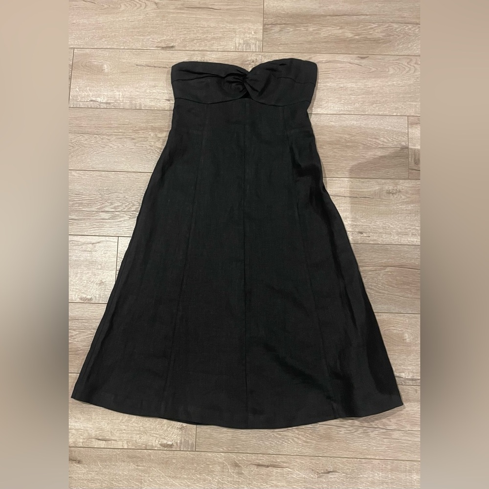 Madewell Black Linen Strapless Dress - Picture 2 of 6